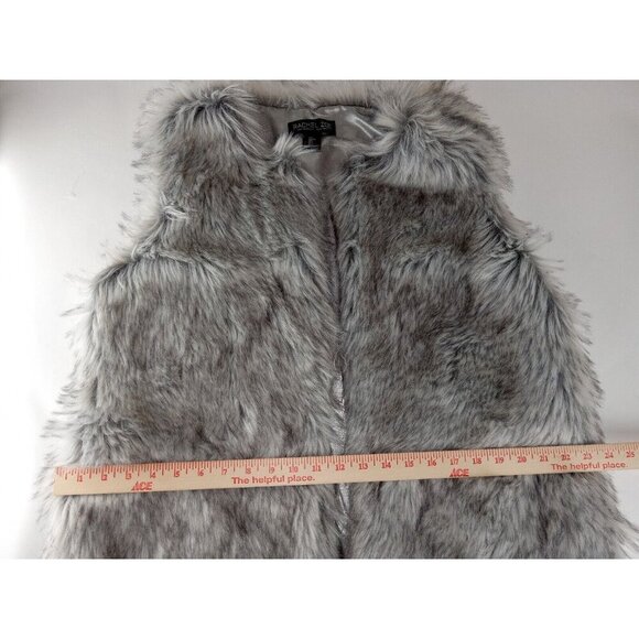 Rachel Zoe Womens Jacket Vest Gray Faux Fur Cardigan Open Front Lined Size L - Picture 9 of 14